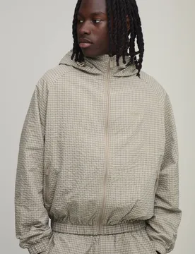 Men's Oversized Boxy Check Hooded Toggle Cagoule Brown Size Small Brown S - boohooMAN - FashionsVida