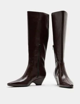 Wedge Knee High Boots Wine female - M&S - FashionsVida