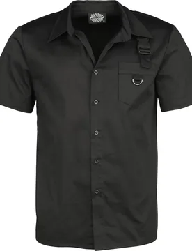 Gothic Kurzarmhemd - Black Shirt - S bis 4XL - für Männer - Größe XXL - schwarz - Männer - male - H&R London - FashionsVida