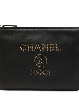 Medium Caviar Deauville Studded O Case Clutch - Chanel - FashionsVida