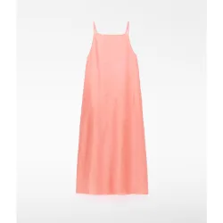 Vestido largo evasé plisado en ramio