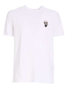 T-shirt bianca con patch gommata