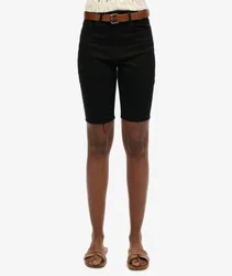 Superdry Damen Lang Geschnittene Kari Shorts Schwarz - Größe: 34