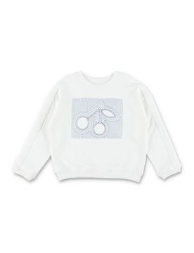 Girls' Mini Soft Organic Cotton Fleece Top with Cherry Embroidery