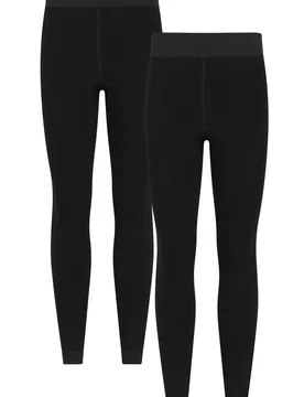 Womens Fluffy Fleece Lined Thermal Leggings 2-Pack - Black - Black - Size: M - Mountain Warehouse - FashionsVida