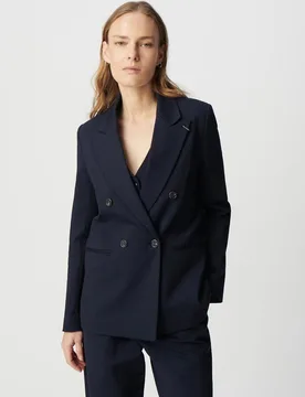 Blazer de mujer cruzada de corte amplio en punto milano - IKKS - FashionsVida