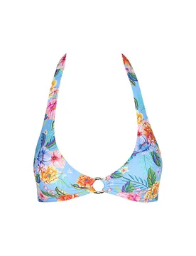 Traje de baño superior de bikini con cuello halter y aro para mujer multicolor 42 - DARLING HARBOUR - FashionsVida