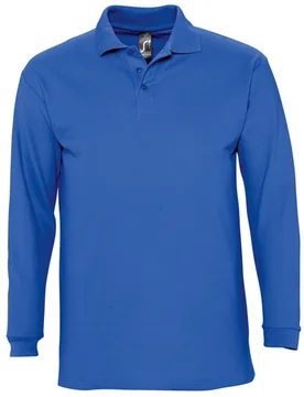 Mens Winter Ii Long Sleeve Pique Cotton Polo Shirt (Royal Blue) - Size 2xl - SOLS - FashionsVida