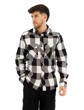 Camicia A Maniche Lunghe Check White / Black 3XL
