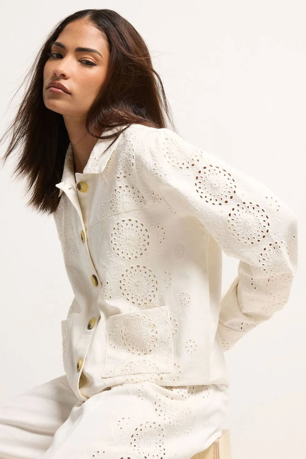 Women's Petite Embroidered Jacket in Ivory Size: 16 - Ivory - Size: 16 - PixieGirl - FashionsVida