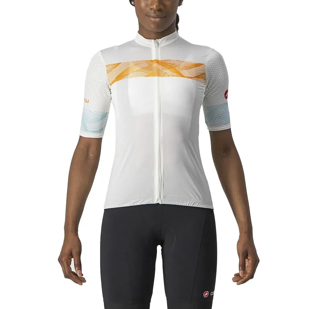 Maglia A Maniche Corte Fenice Ivory / Pop Orange / Sky Light - Castelli - FashionsVida