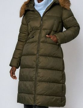 Cappotto trapuntato con cappuccio - verde scuro