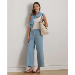 Pantalón ancho de mujer de algodón con silueta recortada