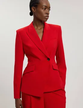 Compact Viscose Single Breasted Tailored Blazer - Red - Size: 12 - Karen millen - FashionsVida
