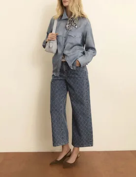 Camicia effetto denim chiaro in twill di viscosa con bottoni dorati - Emme Marella - FashionsVida