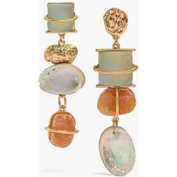 Pendientes asimétricos con piedras decorativas unidas