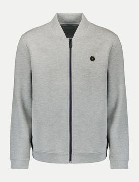 Zipper Sweater Pique Bomber Grau L