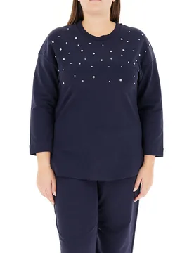 Felpa girocollo BLU NAVY L - PERSONA by MARINA RINALDI - FashionsVida