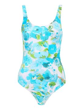 Costume intero con stampa di fiori acquatici
