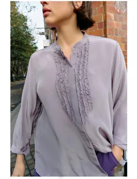 Camisa lisa de manga larga de mujer - Couchel - FashionsVida