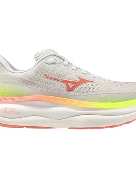 Wave Sky 9 Running Shoes GF White / Desert Flower / Lime Pu UK 6.5 Women - Mizuno - FashionsVida