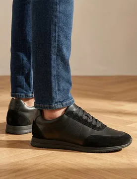 Wide Fit Leather Lace Up Trainers Black male - Jones Bootmaker - FashionsVida