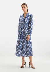 Stufenkleid aus Baumwoll Stretch Blau 40