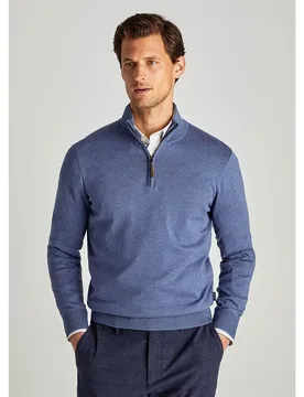 FaÇonnable Pull à Demi-zip Cosilk Pop Blue 2XL - Façonnable - FashionsVida