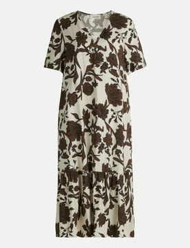Midikleid im Floralmuster Braun 36