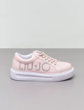 Sneakers platfrom Liu-Jo rosa stringate con logo glitterato argento - Liujo - FashionsVida