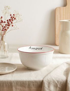 Ciotola in ceramica con scritta Amour - bianco