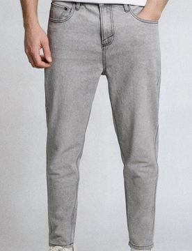 Jeans carrot con effetto lavato - grigio chiaro