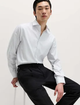 Regular Fit Luxury Pure Cotton Check Shirt Grey Mix male - M&S SARTORIAL - FashionsVida