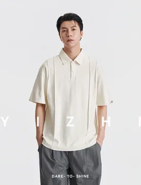 Men 3D Seam Stitching Split Design Polo Shirt Summer Loose Drop Shoulder Solid Color Collared Breathable Casual Short Sleeve Top - Aliexpress - FashionsVida