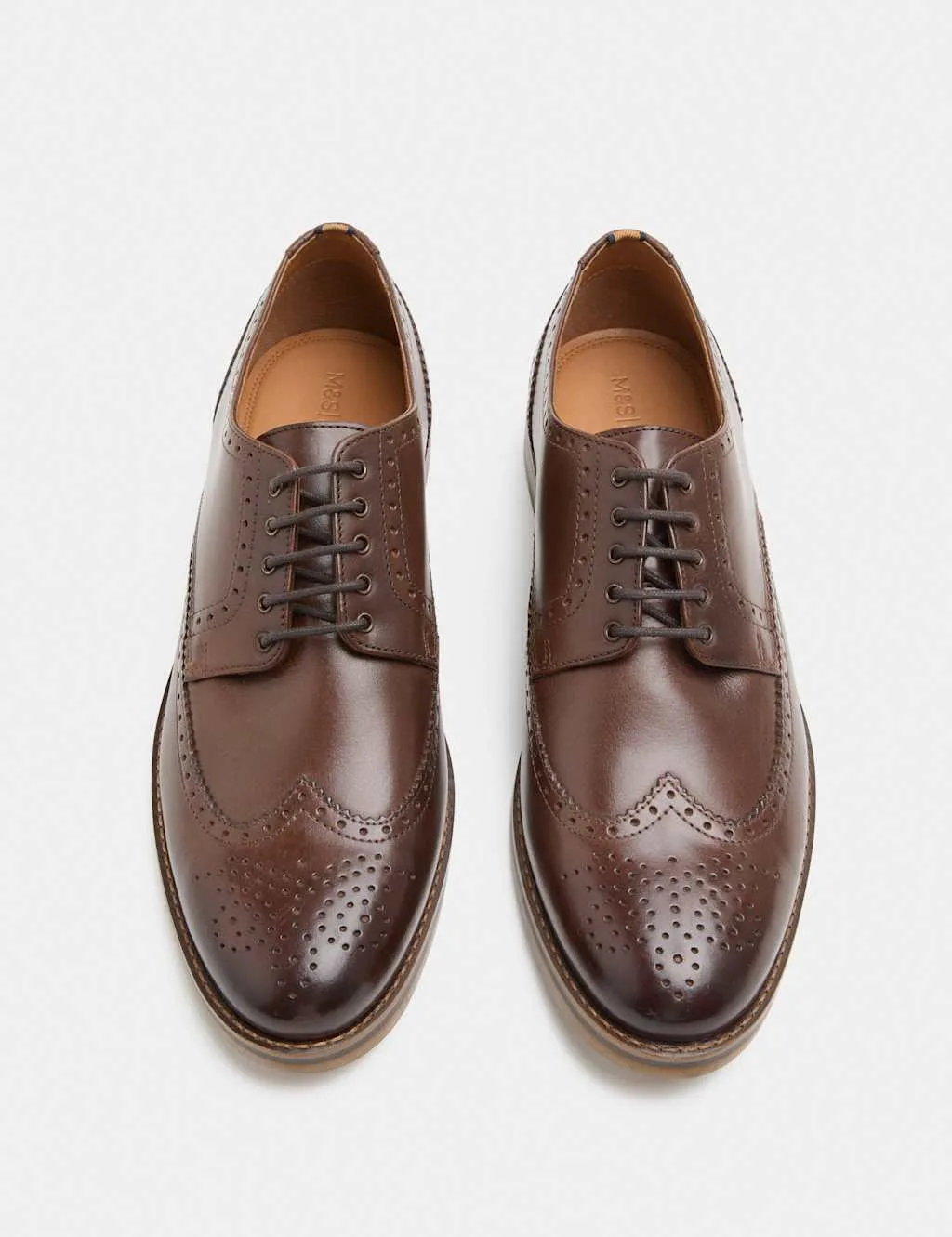 M&S Leather Brogues Brown male - M&S - FashionsVida