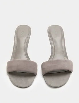 Suede Kitten Heel Open Toe Mules Grey female - M&S - FashionsVida