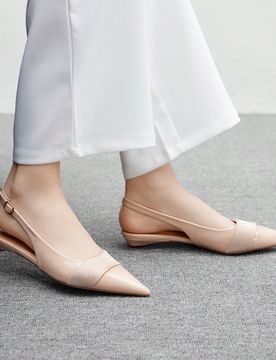 Zapatos planos de verano para mujer con hebilla de cinta, punta puntiaguda, tacón bajo, tacón interesante, casual, versátil, cómodos, slip-on para