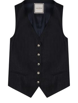 Linen Gilet with Buttons - Size 40