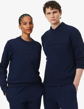 Sudadera unisex de felpa con estampados en relieve en marrón - Lacoste - FashionsVida