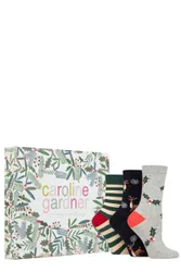 Women's 7 Pair 7 Day Christmas Foliage Gift Cotton Boxed Socks Multi 4-8 Ladies - Multi Coloured - Size: Small
