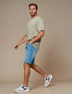 Shorts in denim slim fit con tasche - blu