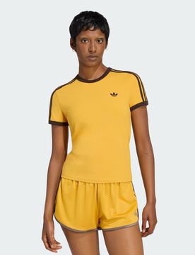 T-SHIRT 3 STRIPES SLIM M Preloved Yellow / Aurora Coffee