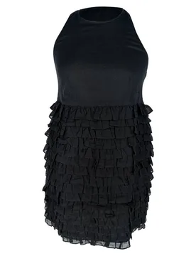 Women's Preloved London Tiered Mini Dress in Black Cotton Size: 40 - Black - Size: 40 - Burberry - FashionsVida