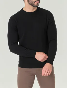 Maglia girocollo Pellizzari nera in misto lana e cachemire finezza 12 - Rodolfo Pellizzari - FashionsVida