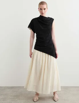 Lyocell Blend Colour Block Maxi Dress Black Mix female - Jaeger - FashionsVida