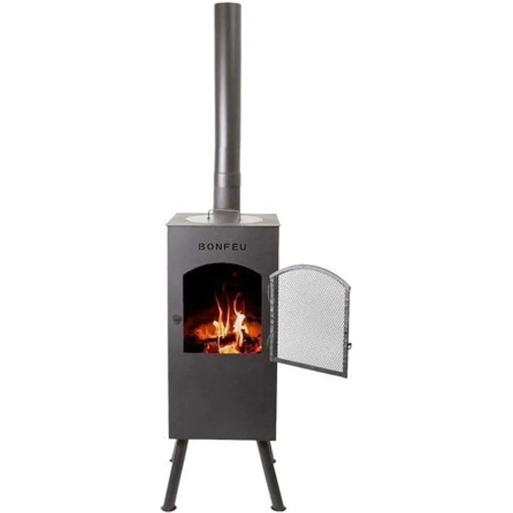 Chimenea de Leña Exterior Boncarré Black - BONFEU - FashionsVida