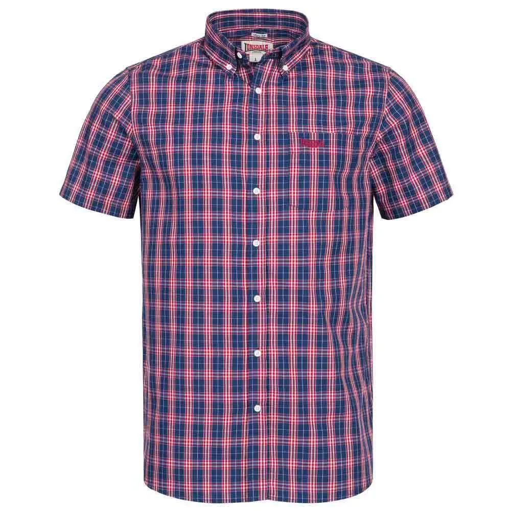 Camicia A Maniche Corte Brixworth Red / White / Dark Blue XL - Lonsdale - FashionsVida