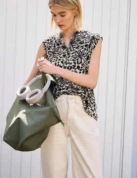 Street One Top mit Kragen und floralem Muster female Schwarz