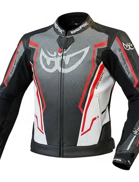 Giubbotto Moto in Pelle LJ-181334C Nero Bianco Grigio taglia 58 - Berik - FashionsVida