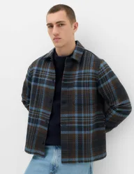 Pure Cotton Checked Overshirt Blue Mix male